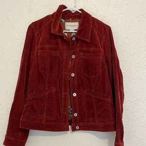 Red corduroy jacket from Anthropologie. Hardly warn.